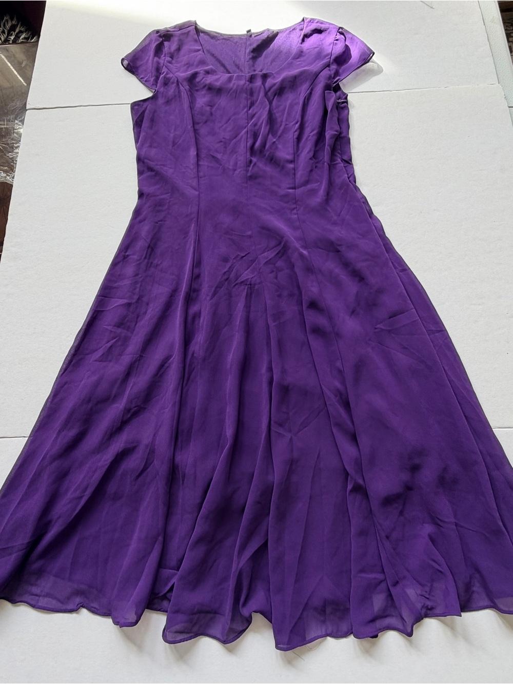 Women's Purple Cap-Sleeve A-Line Dress